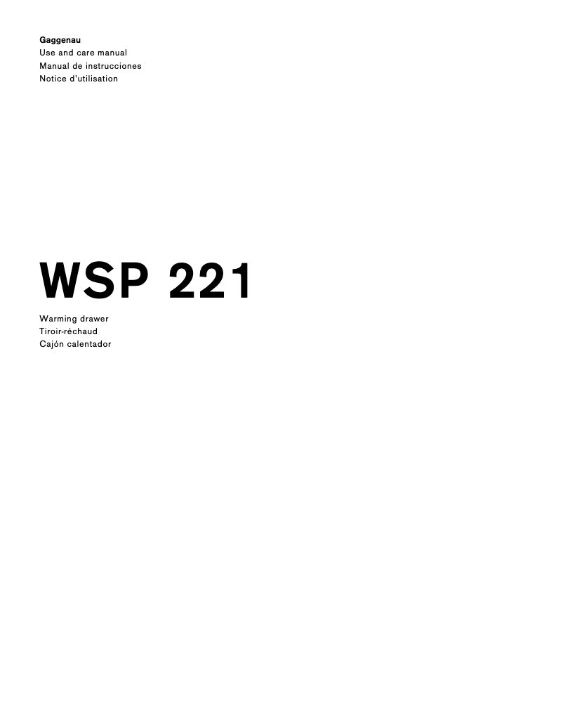Image de la première page du manuel de l'appareil WSP221710