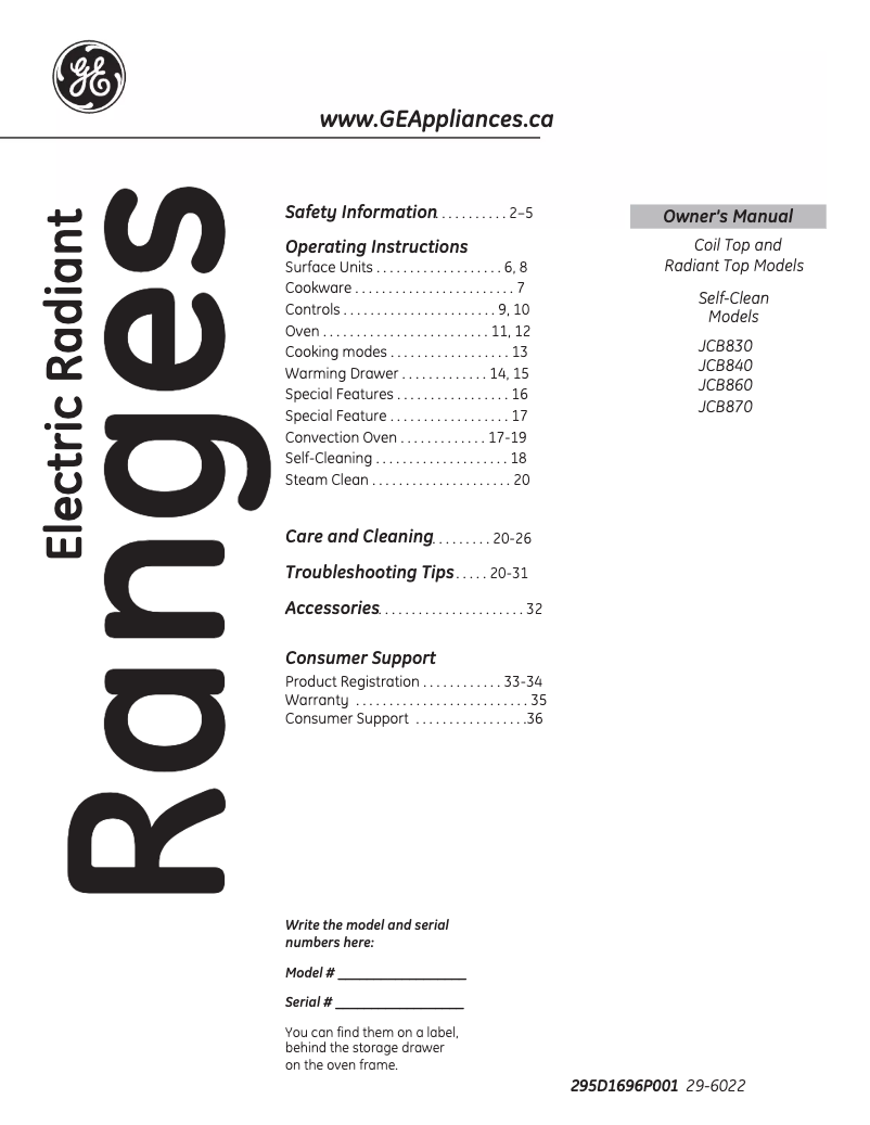 Page 1 de la notice Manuel utilisateur Mabe JCB840SKSS