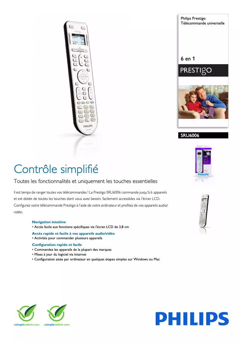 Page n°1 - Fiche technique Philips Prestigo SRU6006