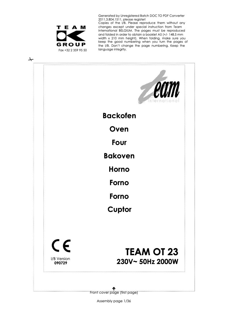 Page n°1 - Manuel utilisateur Team OT 23