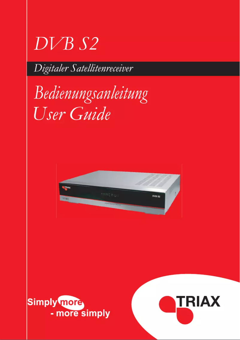 Page 1 of the manual User Manual Triax DVB S2