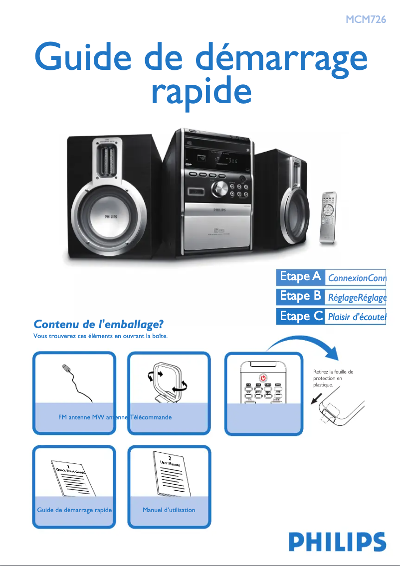 Page n°1 - Guide de démarrage rapide Philips MCM726