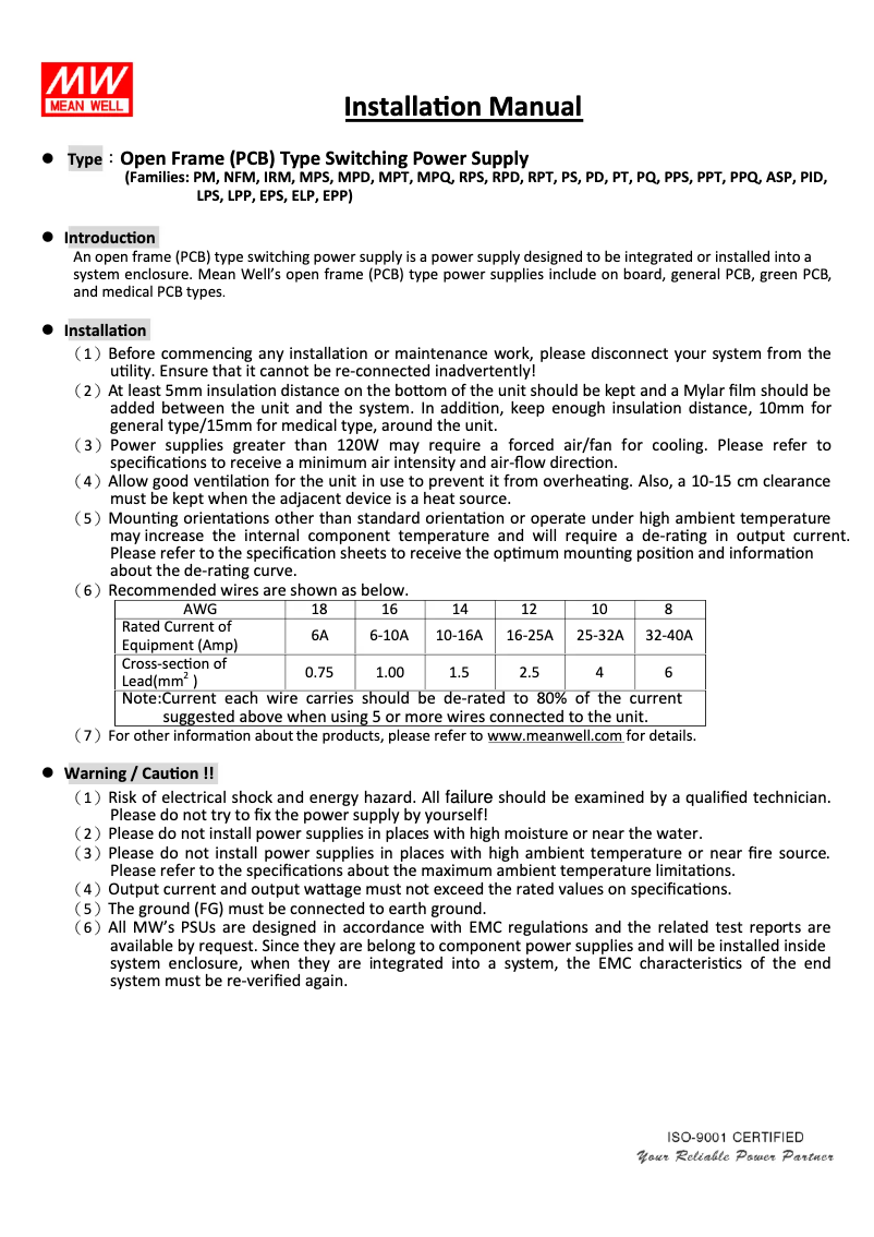 Page 1 de la notice Mode d'emploi Mean Well EPP-100-12