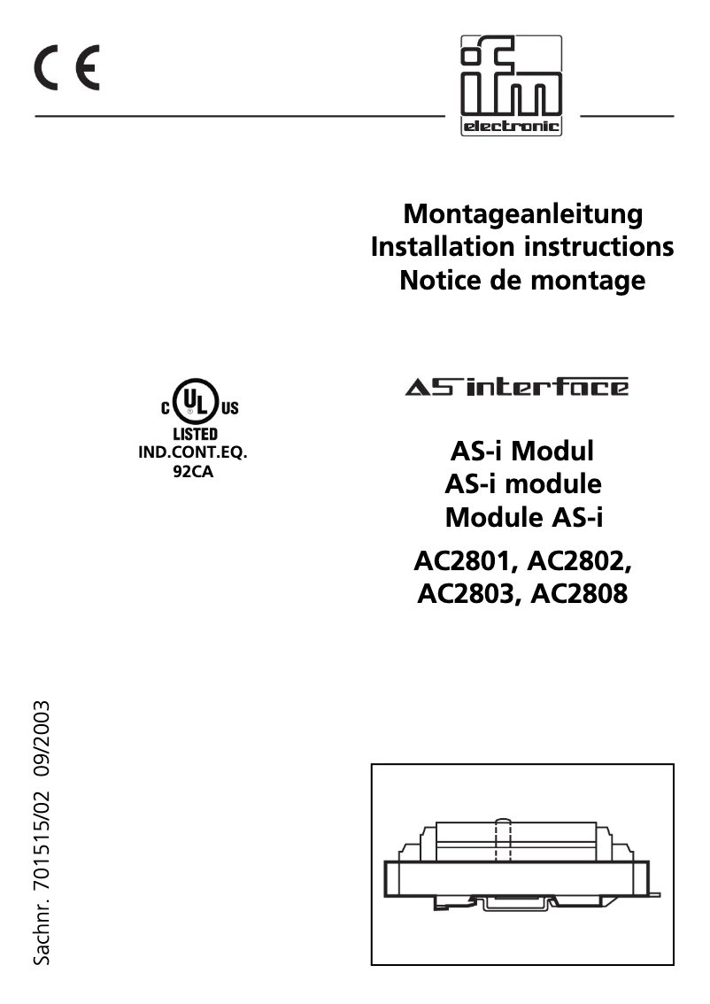 Page n°1 - Manuel utilisateur IFM AC2802