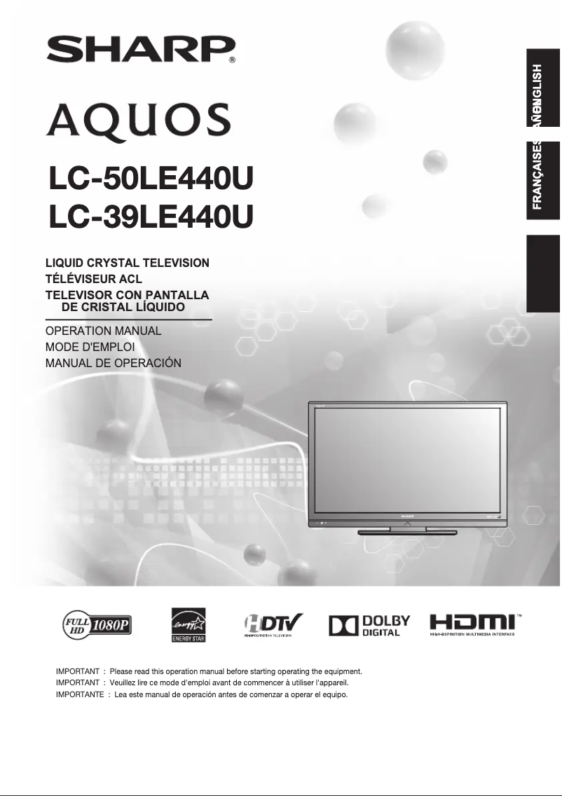 Image de la première page du manuel de l'appareil LC-39LE440U