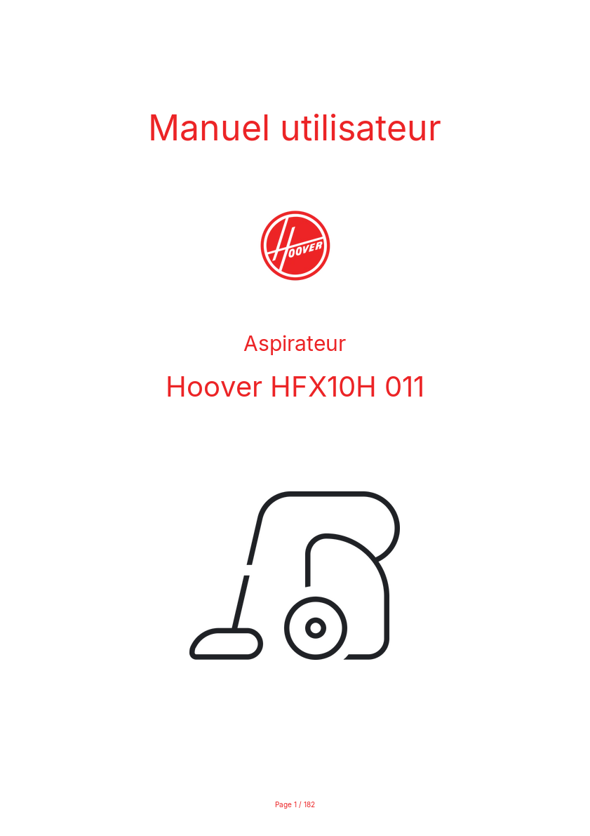 Page n°1 - Manuel utilisateur Hoover HFX10H 011