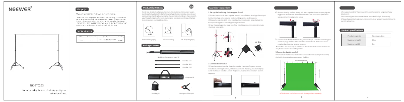 Page 1 de la notice Manuel utilisateur Neewer NK-ST0203
