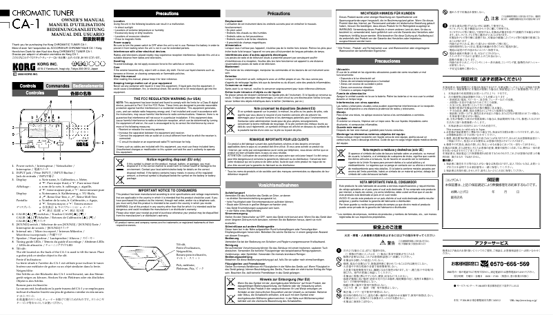 Page 1 de la notice Manuel utilisateur Korg CA-1