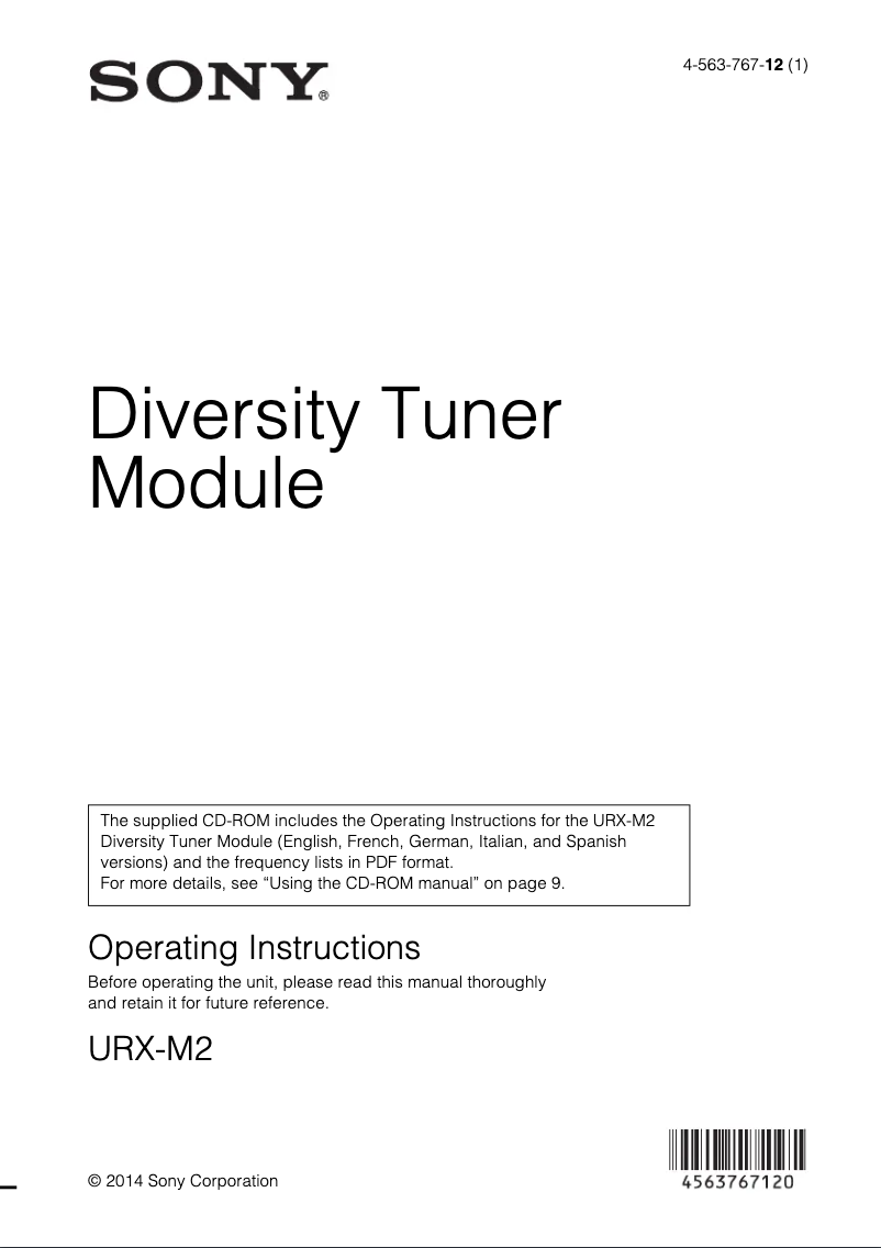 Page 1 de la notice Manuel utilisateur Sony URX-M2