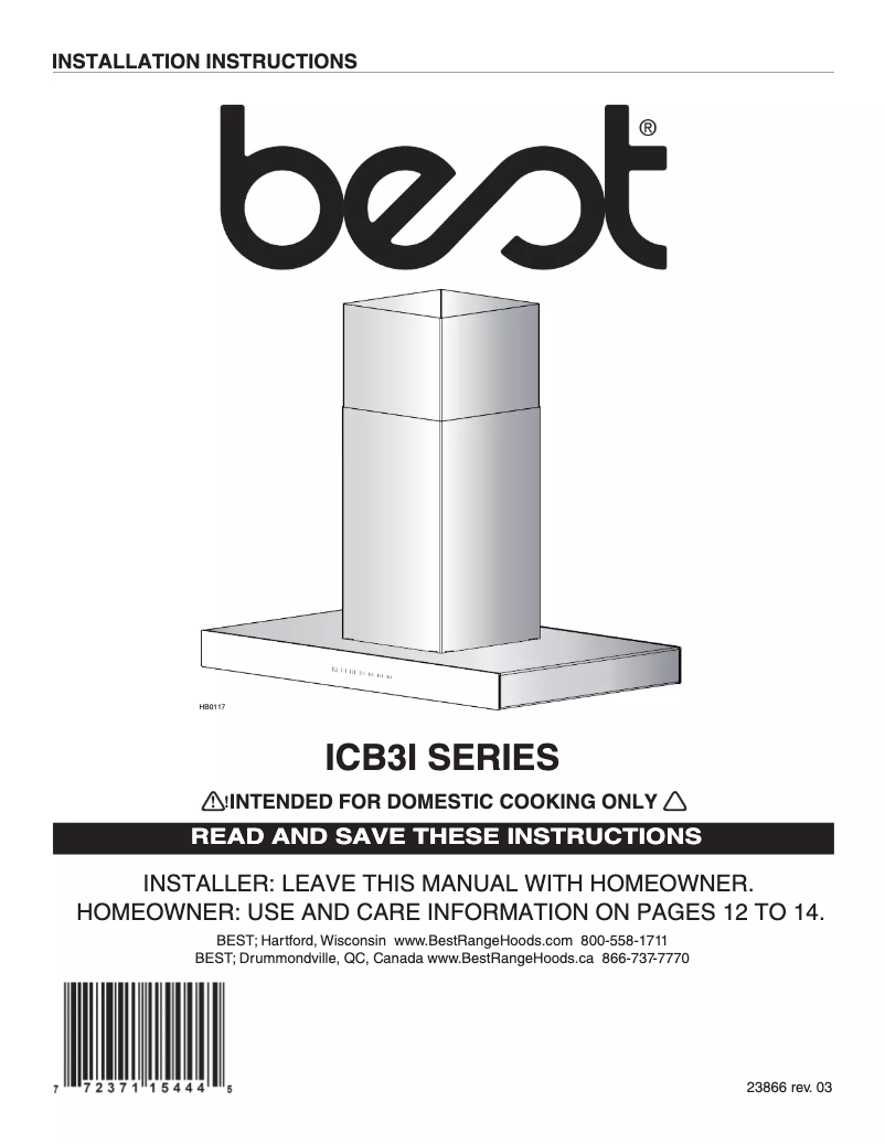 Página 1 del manual Manual de usuario Best Ispira ICB3I36SBN