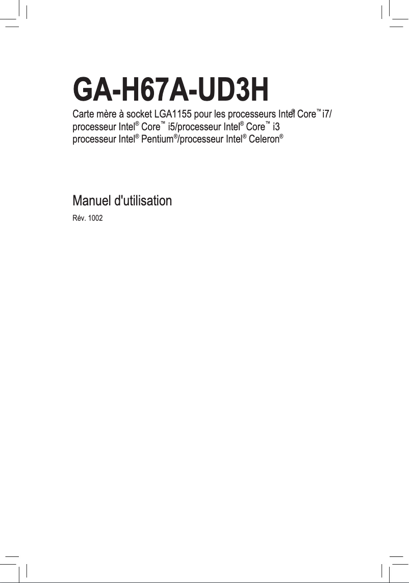 Page n°1 - Manuel utilisateur Gigabyte GA-H67A-UD3H