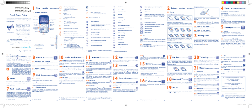 Image de la première page du manuel de l'appareil One Touch 815
