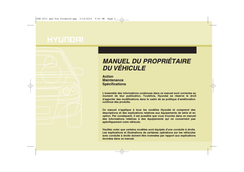 Página 1 del manual Manual de usuario Hyundai I30 (2011)