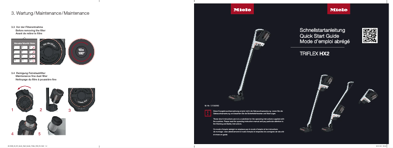 Page n°1 - Guide de démarrage rapide Miele Triflex HX2 Lotus
