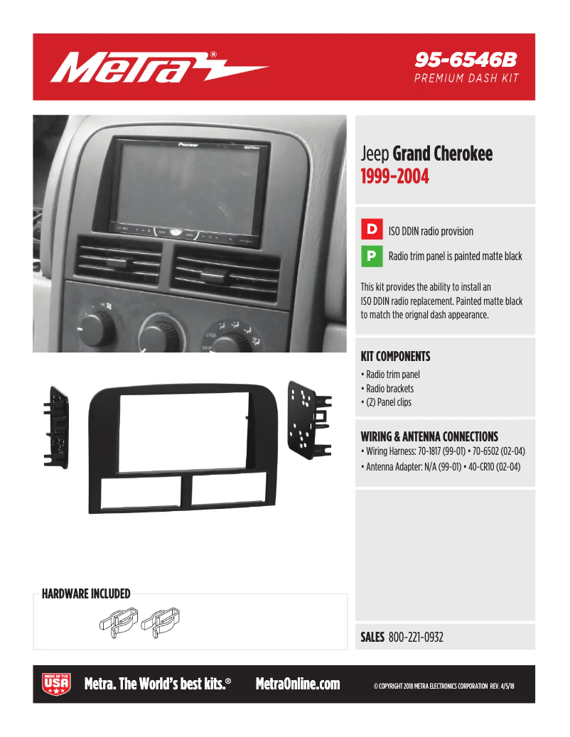 Página 1 del manual Ficha técnica Metra 95-6546B
