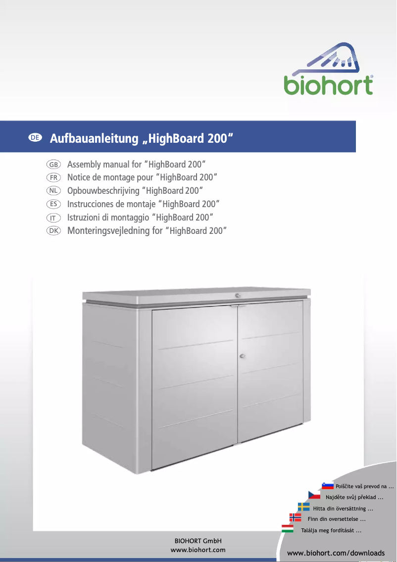 Page n°1 - Manuel utilisateur Biohort HighBoard 200