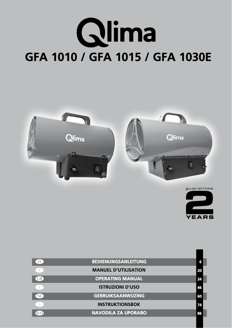 Page n°1 - Manuel utilisateur Qlima GFA1015
