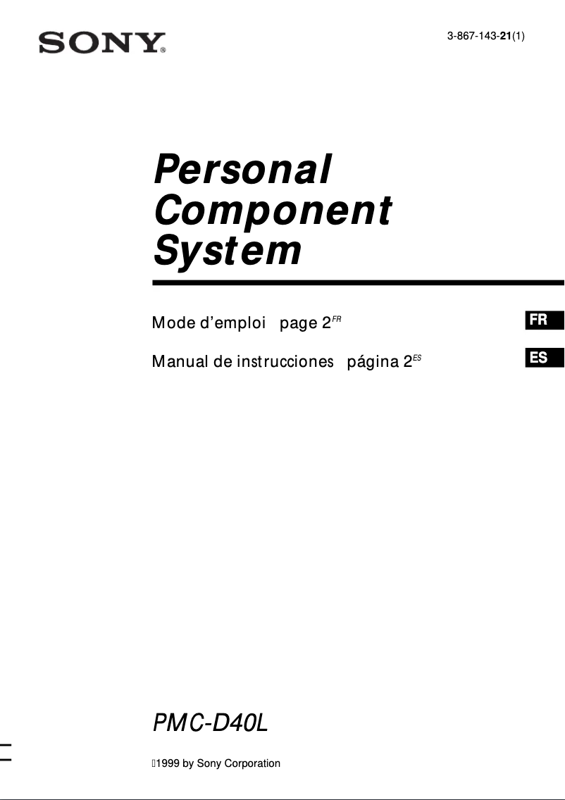 Page n°1 - Manuel utilisateur Sony PMC-D40L