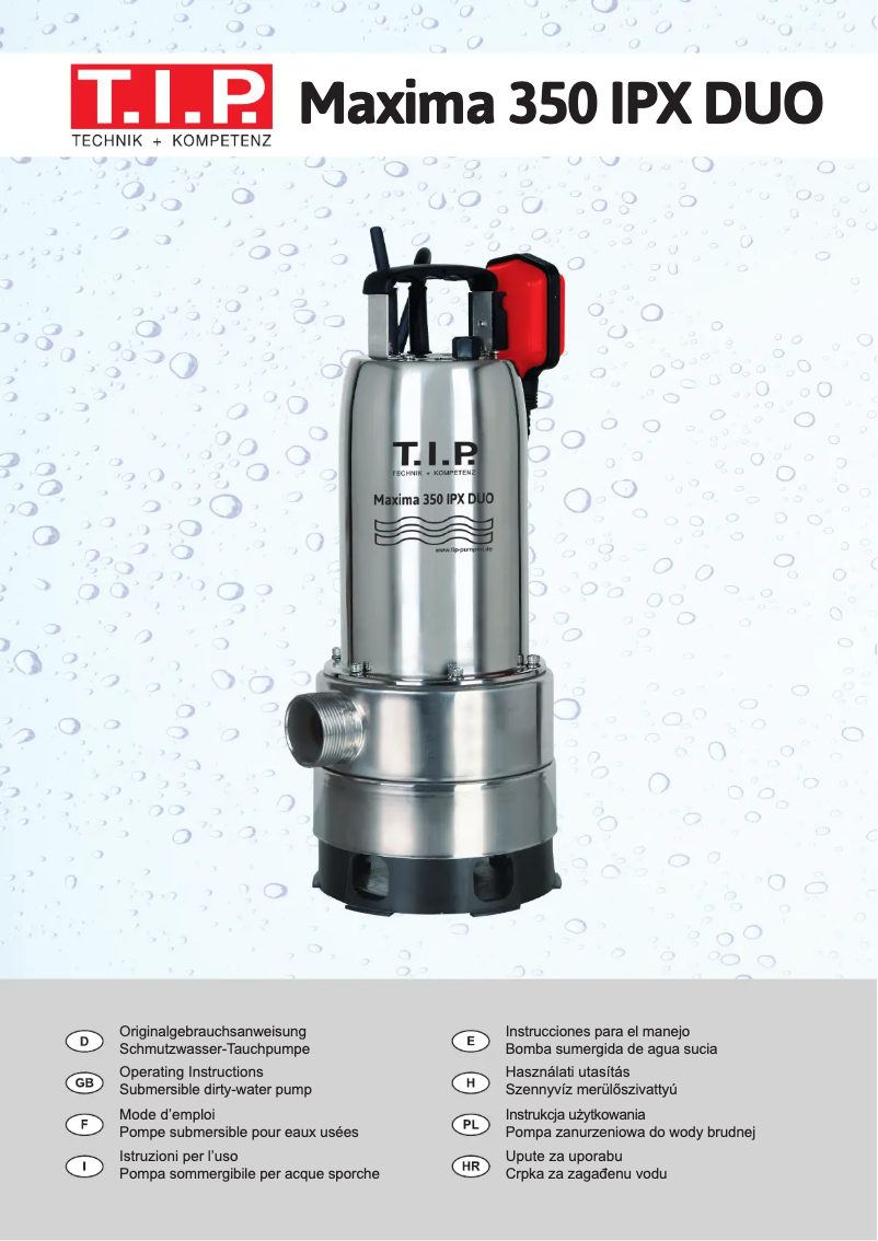 Image de la première page du manuel de l'appareil Maxima 350 IPX DUO