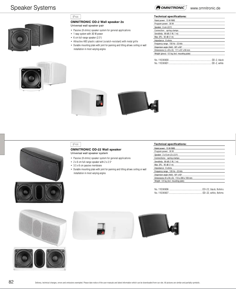 Page 1 de la notice Catalogue Omnitronic OD-22
