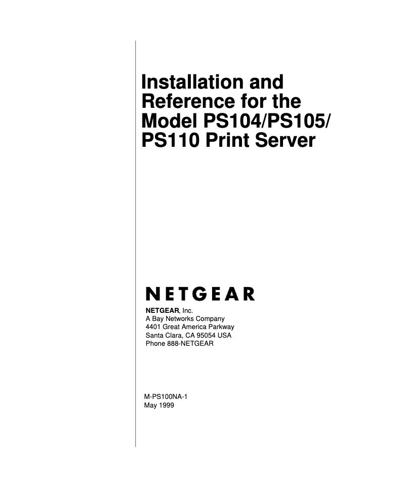 Page n°1 - Manuel utilisateur Netgear PS110