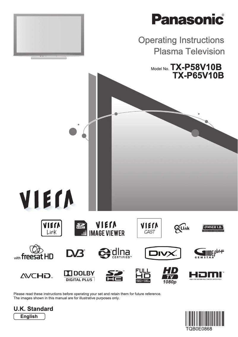 Page 1 de la notice Manuel utilisateur Panasonic TX-P65V10B