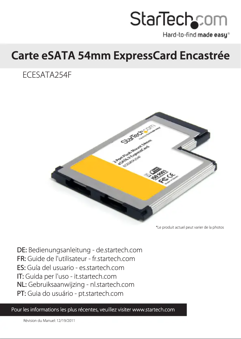 Page n°1 - Manuel utilisateur StarTech.com ECESATA254F