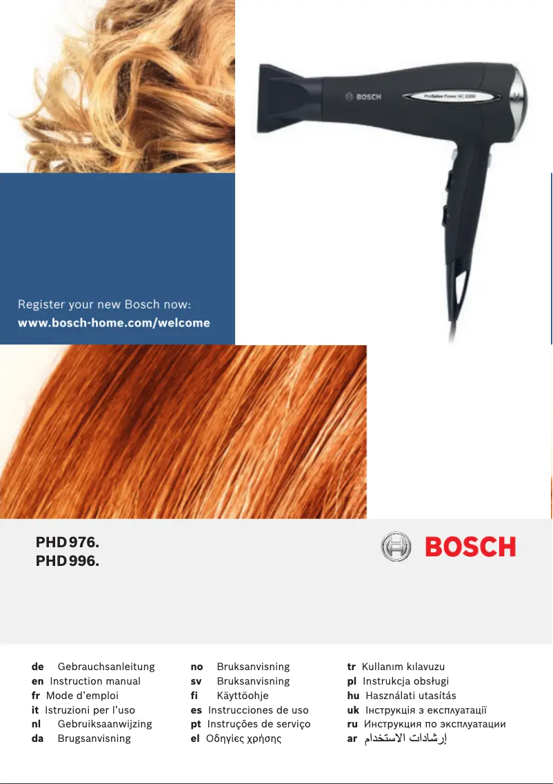 Page n°1 - Manuel utilisateur Bosch ProSalon Power PHD9960