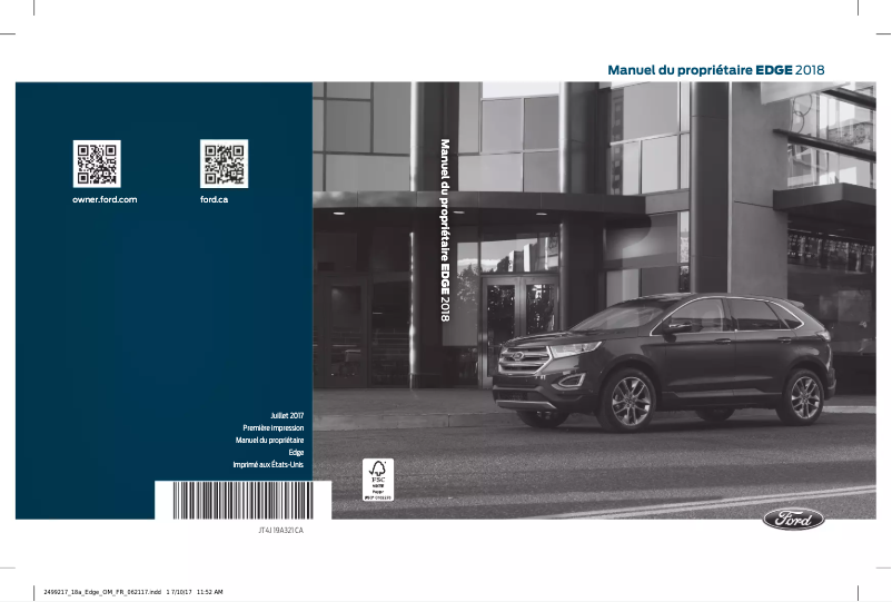 Page 1 de la notice Manuel utilisateur Ford Edge (2018)