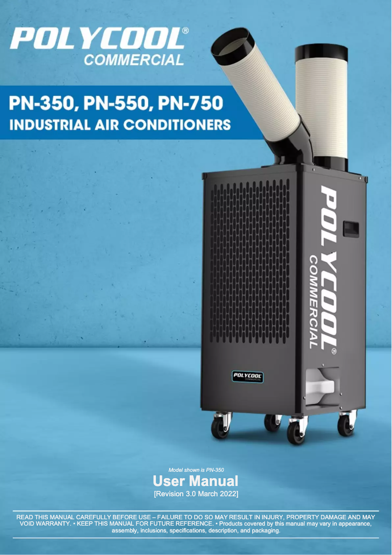 Page n°1 - Manuel utilisateur PolyCool PN-750