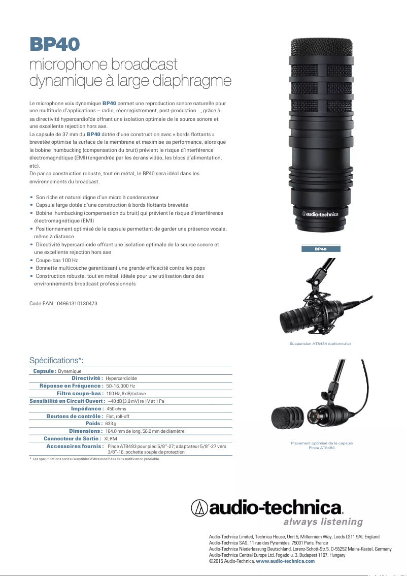 Image de la première page du manuel de l'appareil BP40