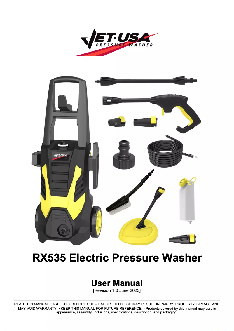 Page 1 de la notice Manuel utilisateur Jet-USA RX535
