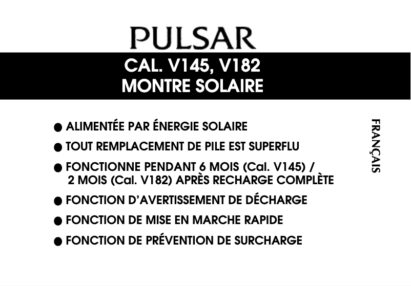 Page n°1 - Manuel utilisateur Pulsar V145