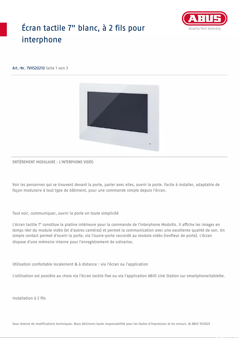 Image de la première page du manuel de l'appareil TVHS20210