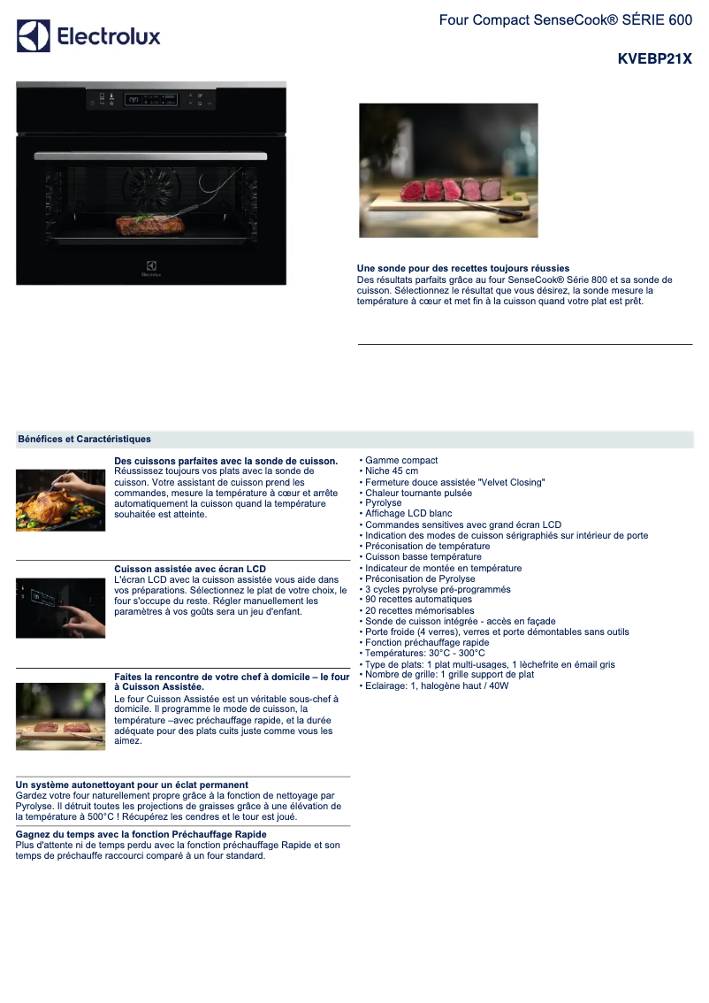 Página 1 del manual Ficha técnica Electrolux KVEBP21X