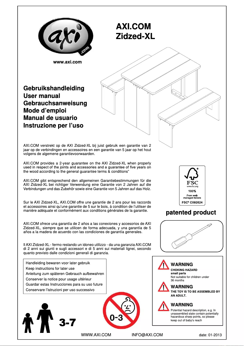 Page 1 de la notice Manuel utilisateur AXI ZidZed XL