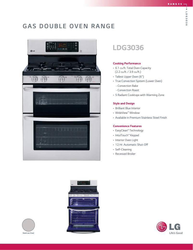 Página 1 del manual Ficha técnica LG LDG3037ST