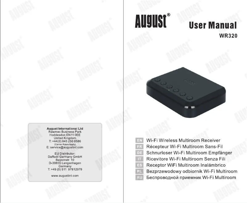 Page 1 de la notice Manuel utilisateur August WR320