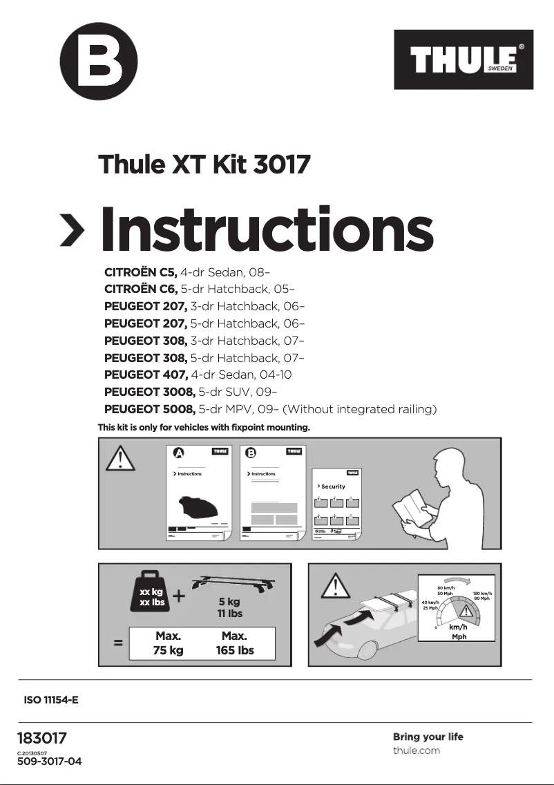 Page n°1 - Manuel utilisateur Thule XT Kit 3017