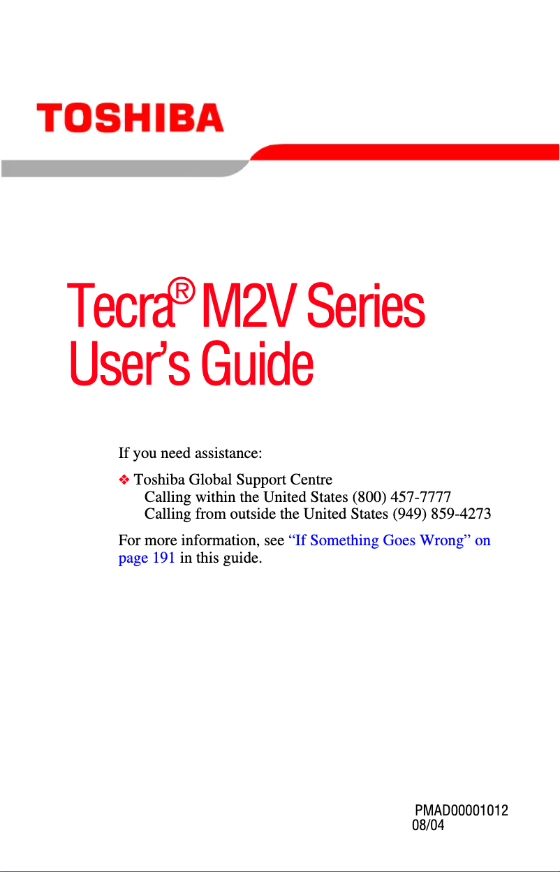 Page n°1 - Manuel utilisateur Toshiba Tecra M2V