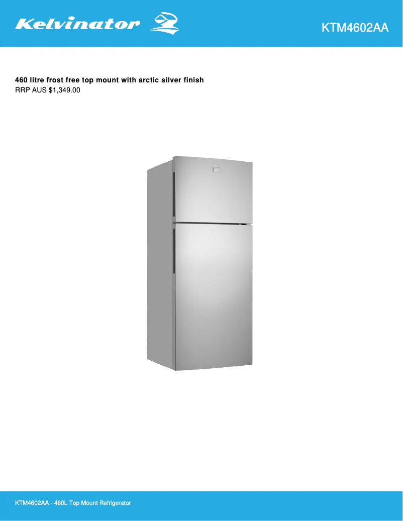 Page n°1 - Fiche technique Kelvinator KTM4602AA