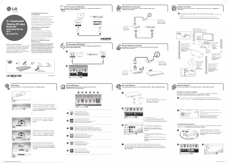 Página 1 del manual Guía de inicio rápido LG BH9540TW
