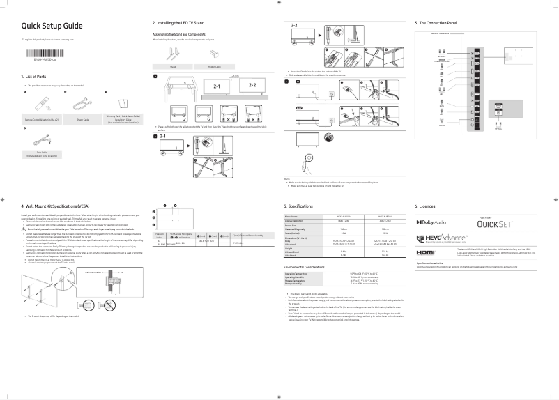 Page 1 de la notice Manuel utilisateur Samsung HG55AU800AU