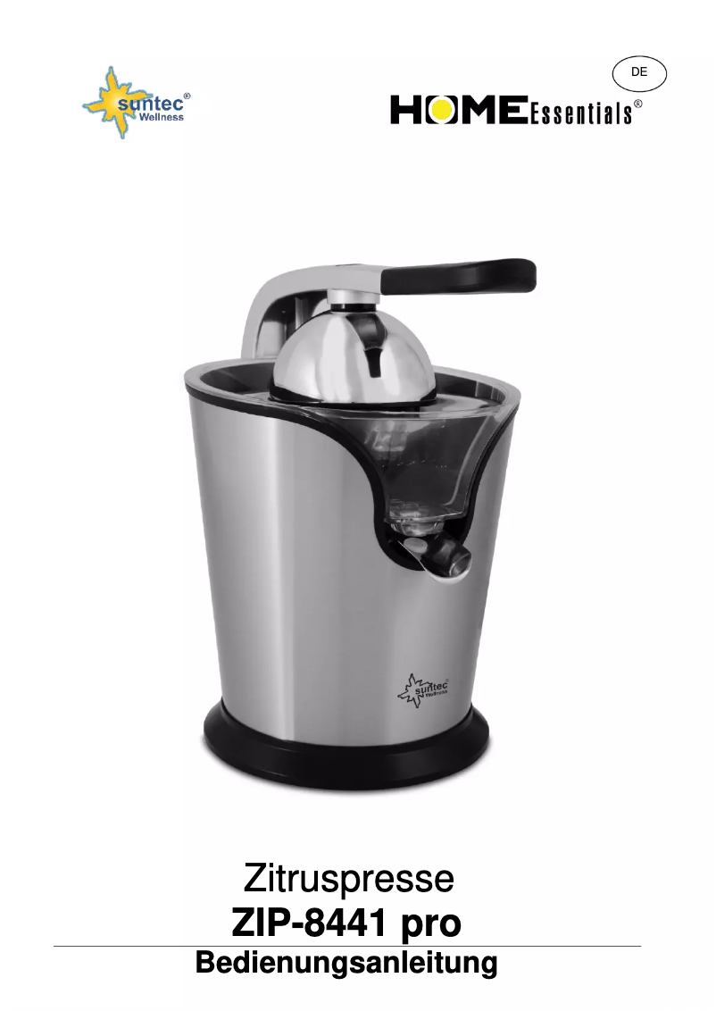 Page 1 de la notice Manuel utilisateur Suntec ZIP-8441 Pro