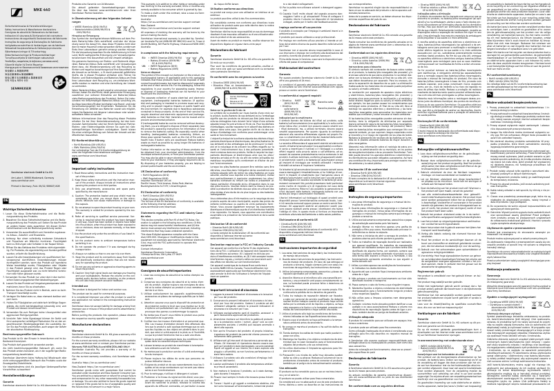 Page n°1 - Instructions de sécurité Sennheiser MKE 440