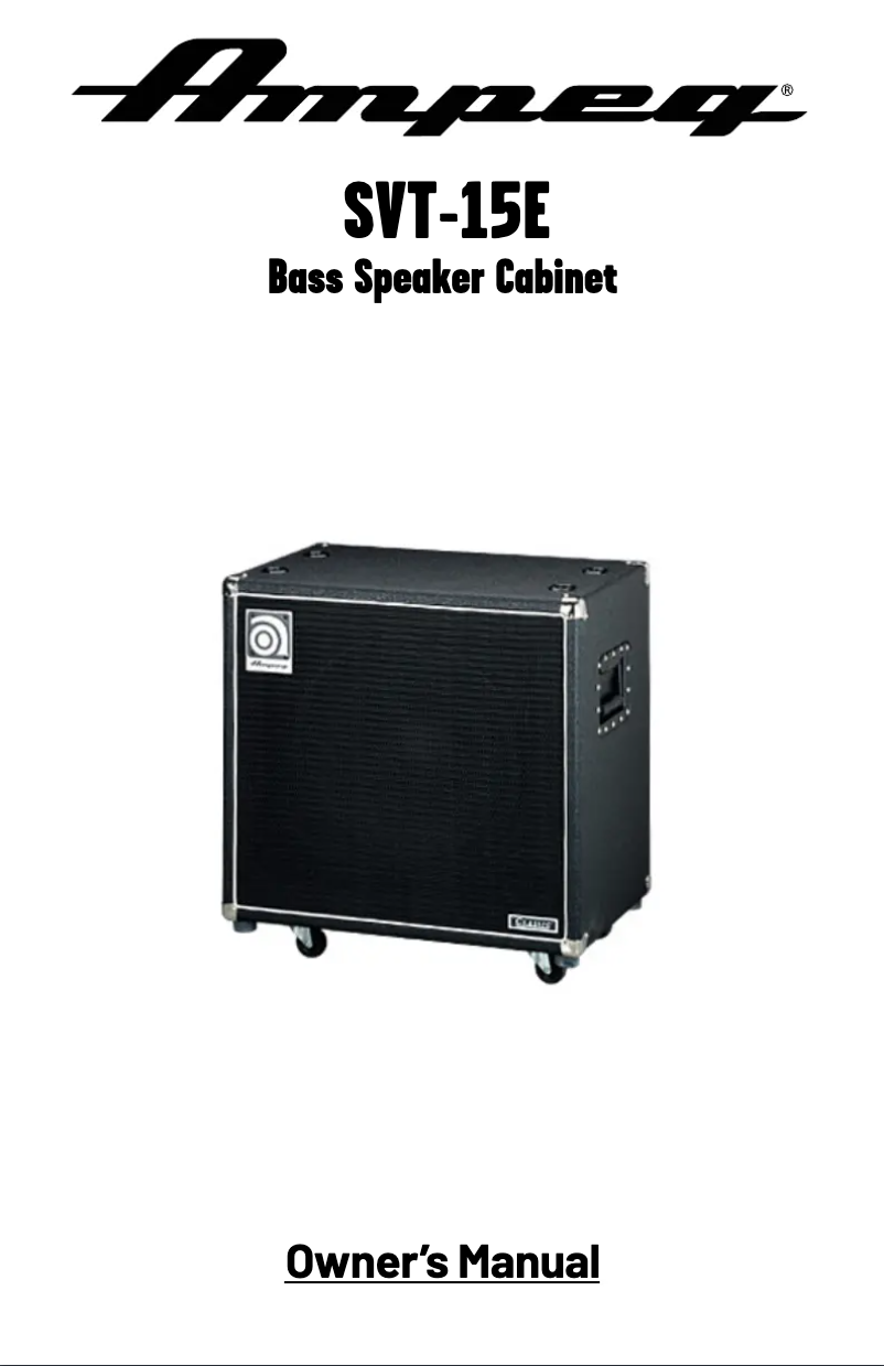 Page 1 de la notice Manuel utilisateur Ampeg SVT-15E