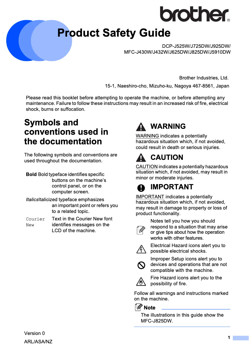 Image de la première page du manuel de l'appareil DCP-J525W
