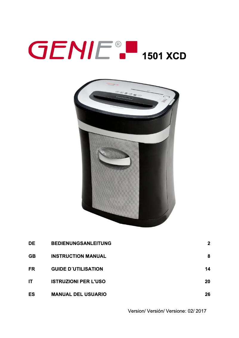 Page 1 de la notice Manuel utilisateur Genie 1501 XCD