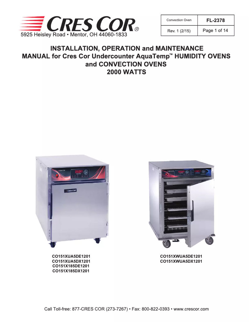 Page n°1 - Manuel utilisateur Cres Cor CO151X185DX