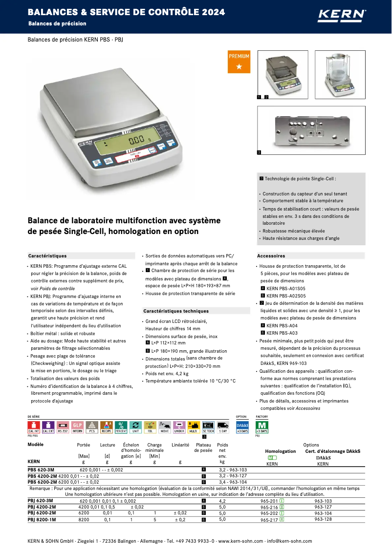 Page 1 de la notice Brochure Kern PBS 620-3M